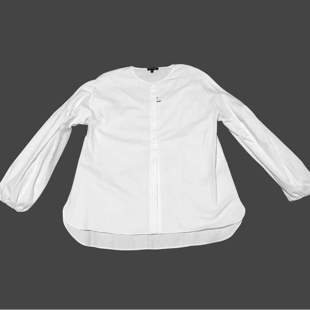 Poplin blouse with puff sleeve